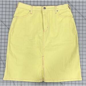 Dnim & Co Yellow Denim Skirt QVC Slit Pockets Medium I4